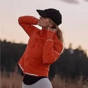 Free People Orange Gathering Storm Run Puffa Coat